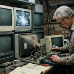 old cctv system being repaired